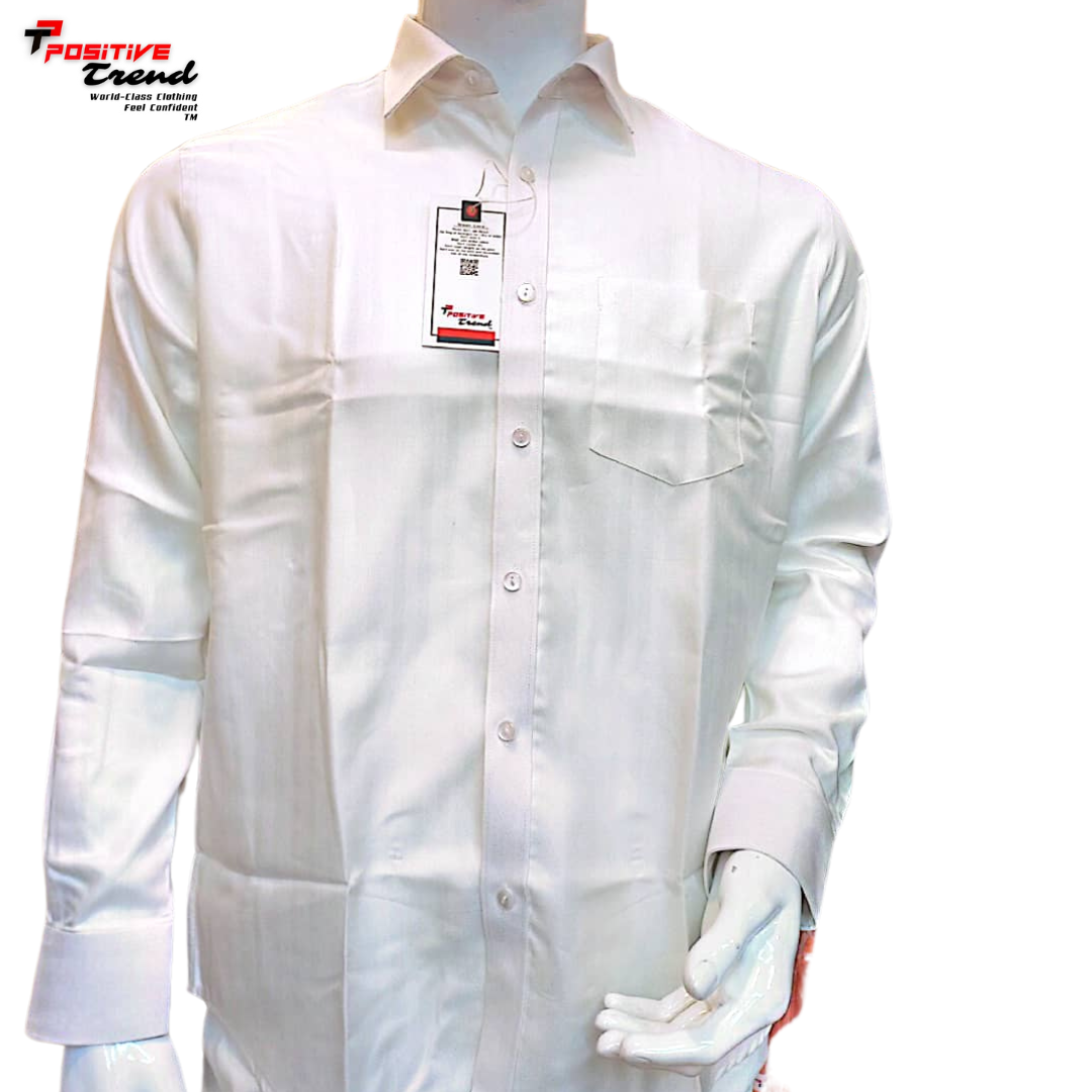 Jacquard Cotton Fabric white full  sleeve shirt