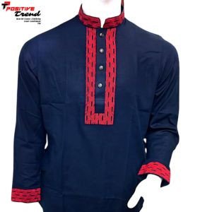 Navy blue red panjabi