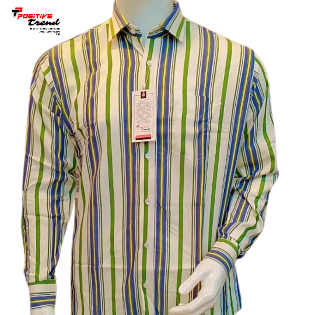 Linen different strip full sleeve shirt