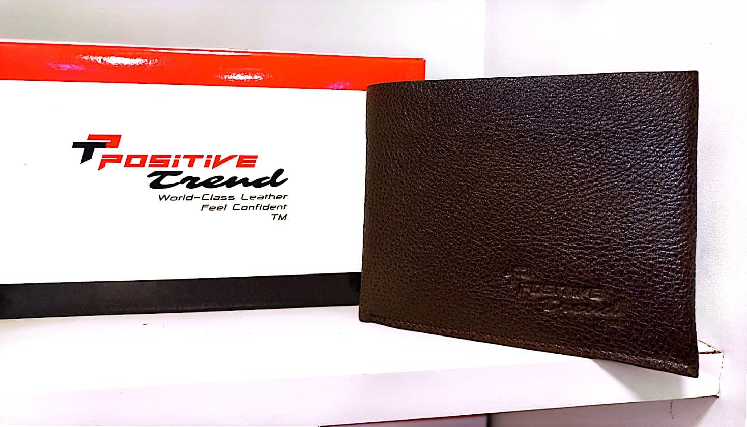 Fashionable 100 % leather wallet of Positive Trend Brand.  Colour Light brown