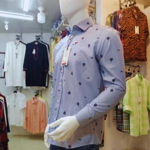 100% cotton sky & fish print pocketless full sleeve shirt