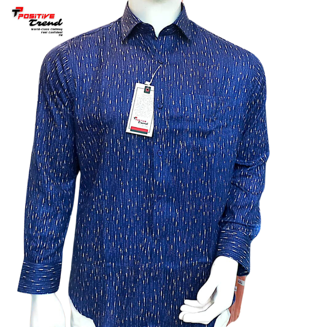 Linen blue full sleeve shirt