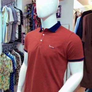 100% Cotton Brown Body & Navy Color Cuff Polo Shirt