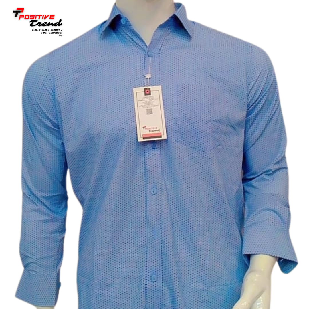 Fancy cotton blue-  white  Full sleeve shirt