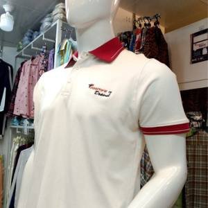 100% Cotton White Body Red Color Cuff Polo T-shirt